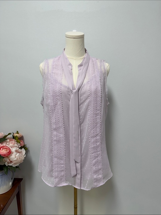 White House Black Market Tops - White House Black Market Sleeveless Tie-Neck Blouse With Camisole in Lilac